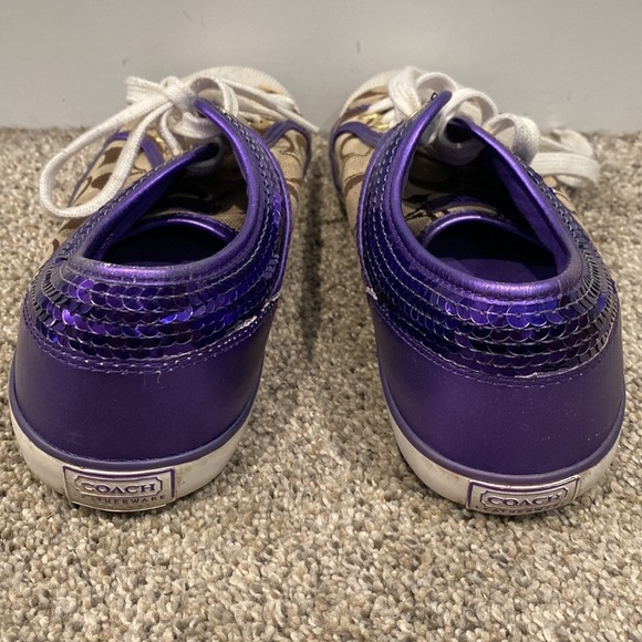 Coach Purple, Brown, and White Sneaker Tennis Shoes - Size 8 EUC - Picture 8 of 11